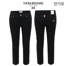 톰브라운 안기모 블랙 스판 슬림 일자 바지