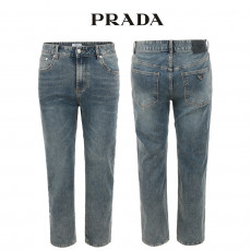 프라다 베이지틴 미디엄 와이드 일자 청바지