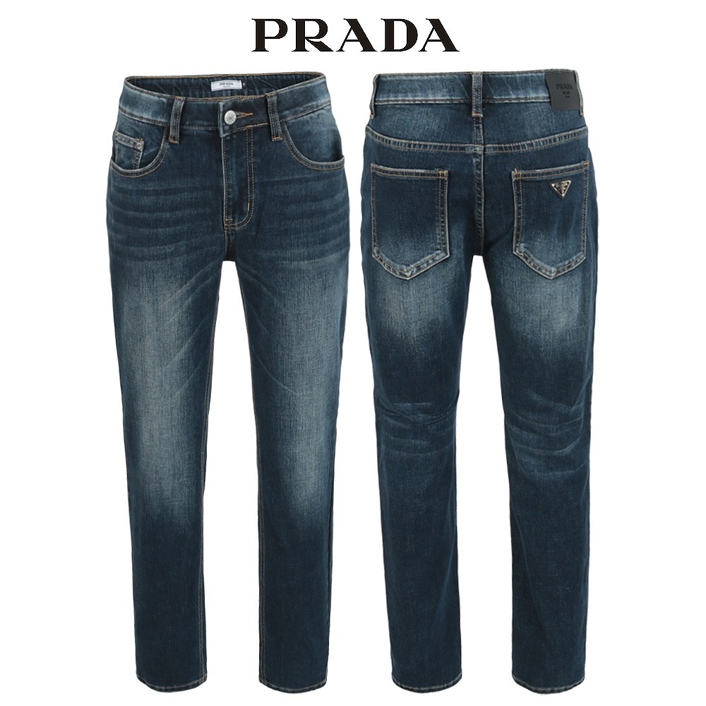 프라다 진청 히든밴딩 슬림 일자 청바지