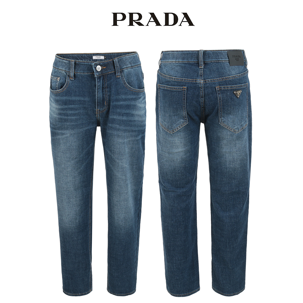프라다 스판 인디 밴딩 슬림 일자 청바지