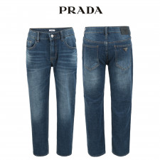 프라다 스판 인디 밴딩 슬림 일자 청바지