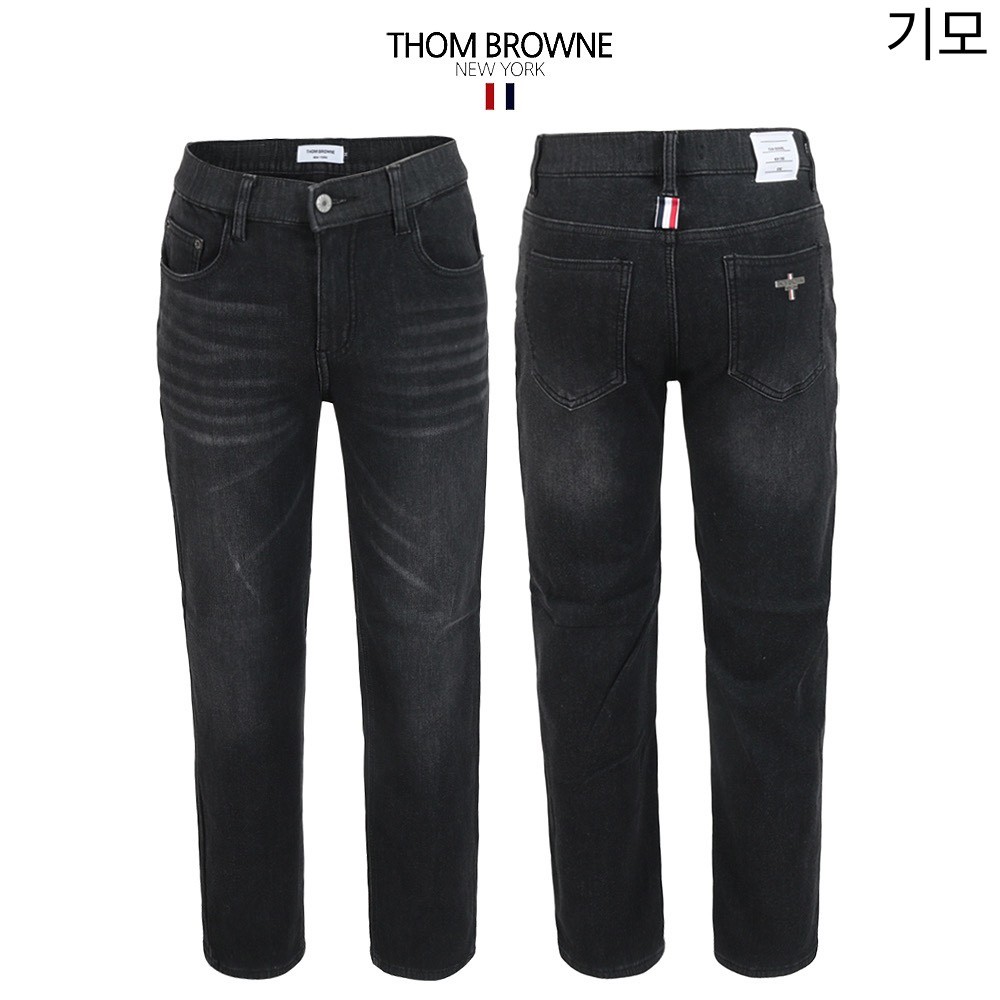 톰브라운 융기모 블랙 히든 밴딩 슬림 청바지