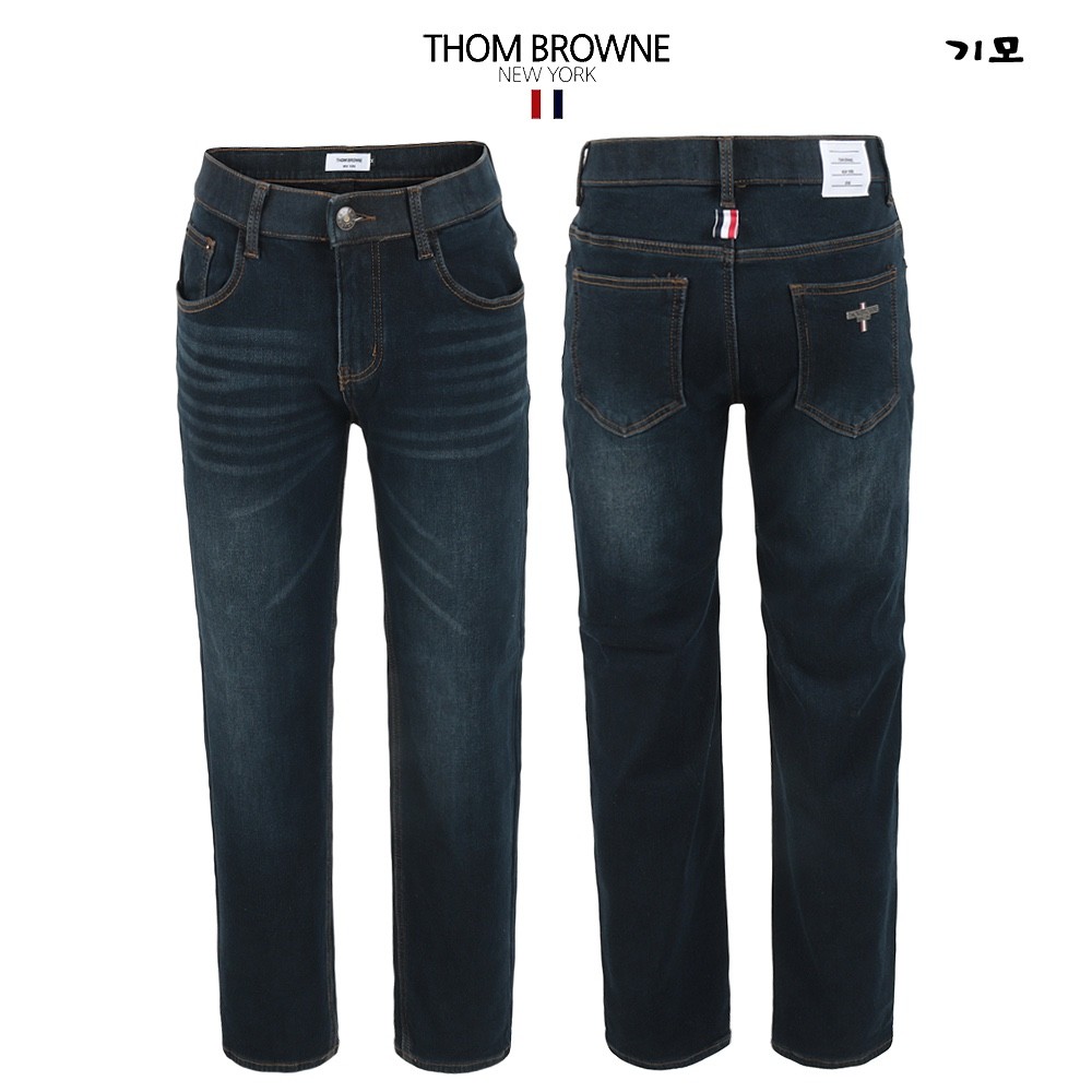 톰브라운 융기모 딥컬러 히든 밴딩 슬림 청바지