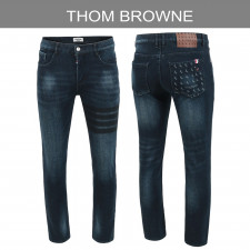 톰브라운 블랙 4바 도그 멀티그래픽 융기모 슬림진 청바지