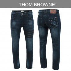 톰브라운 블랙 4바 도그 멀티그래픽 융기모 슬림진 청바지