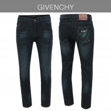 지방시 레터링 자수 그래픽 융기모 슬림진 청바지