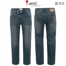 아미 융기모 틴워싱 히든 밴딩 일자 청바지