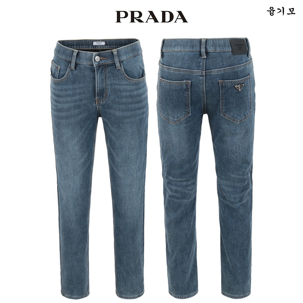 프라다 융기모 인디고 히든밴딩 슬림 청바지
