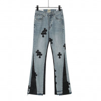 크롬하츠 멀티 레더 패치 데님 청바지