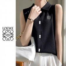 로에베 여성 자수 투버튼 카라 민소매 나시 자켓