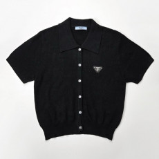 프라다 여성 카라 반팔 가디건