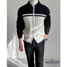 몽클레어 캐시 배색 니트 집업