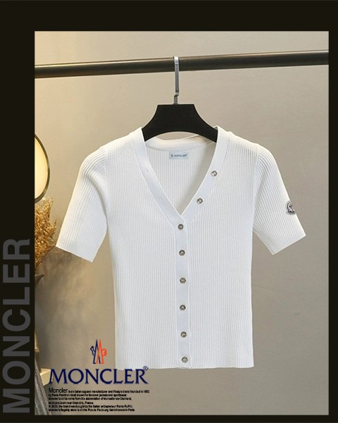 몽클레어 여성 7270 왼단추 와이넥 반팔 니트 가디건