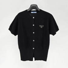 프라다 여성 라운드 반팔 가디건