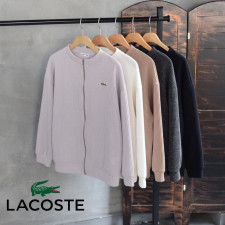 라코스테 라운드넥 니트 블루종 집업