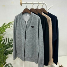 프라다 오버핏 봄 브이넥 골지 짚업 가디건