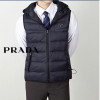 프라다 삼각 로고 후드 베스트 패딩 조끼