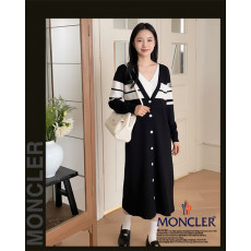 몽클레어 여성 80 3줄 레이어드 니트 원피스 롱 가디건