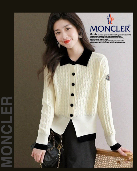 몽클레어 여성 3500-1 카라 밑단 배색 니트 가디건