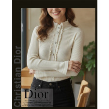 디올 여성 25-855 프릴 주름 니트 가디건