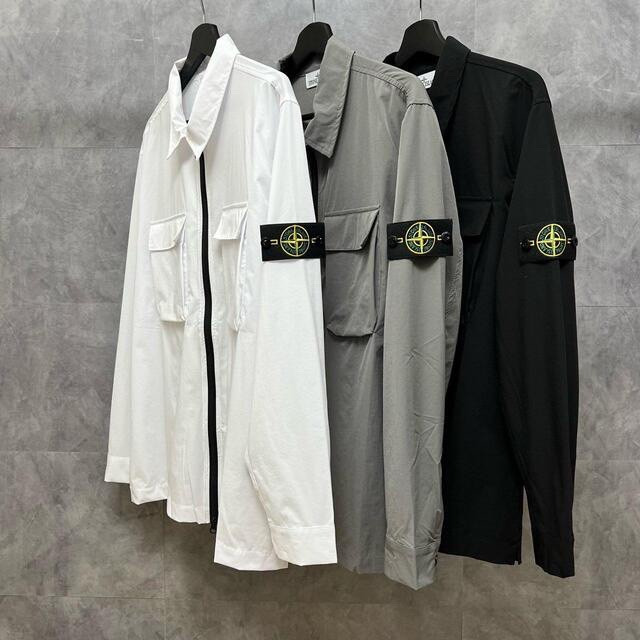 스톤아일랜드 와펜 패치 투포켓 오버 셔츠 자켓