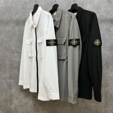 스톤아일랜드 와펜 패치 투포켓 오버 셔츠 자켓