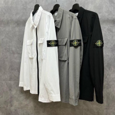 스톤아일랜드 와펜 패치 투포켓 오버 셔츠 자켓