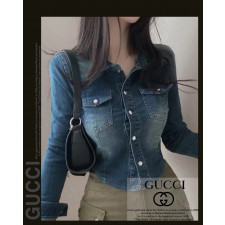 구찌 여성 11402 크롭 데님 스판 워싱 셔츠 청자켓