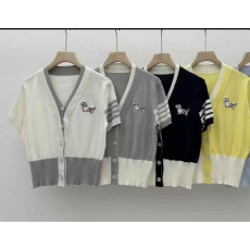 톰브라운 여성 도그 사선 반팔 가디건