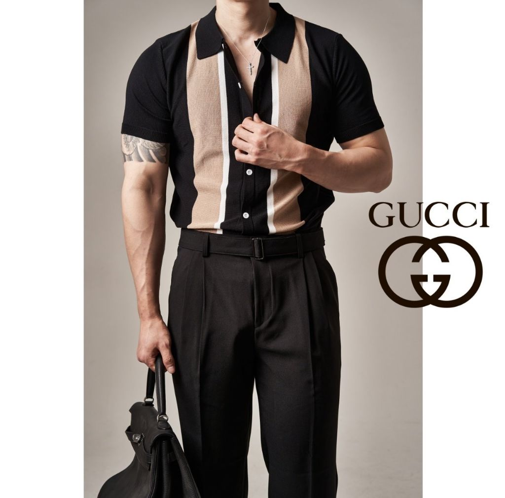 구찌 썸머리스 카라 반팔 가디건