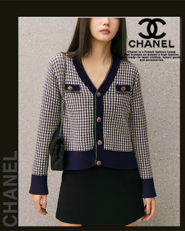 샤넬 여성 7142 루비 버튼 니트 가디건