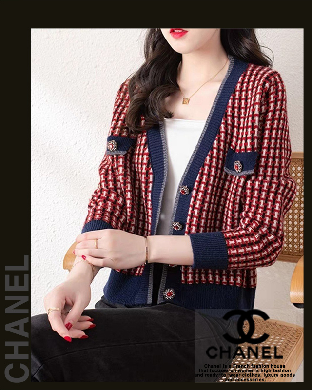 샤넬 여성 7142 루비 버튼 니트 가디건