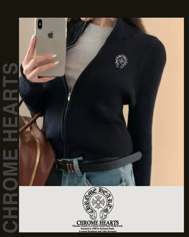 크롬하츠 여성 CR846 자수 니트 집업