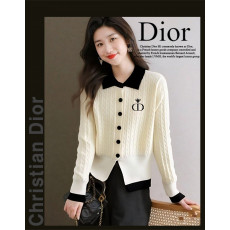 디올 여성 CD3500-1 벌 자수 밑단 배색 니트 카라 가디건
