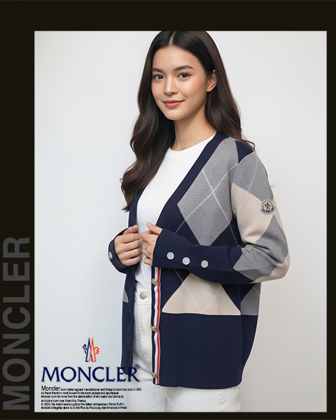 몽클레어 여성 25-864 멀티 빅 아가일 니트 가디건