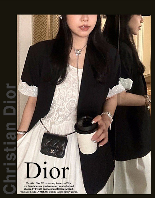 디올 여성 2605 레이스 반팔 자켓