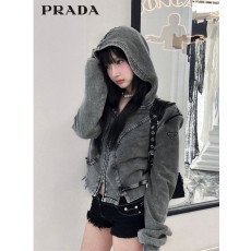 프라다 여성 삼각 로고 후드집업