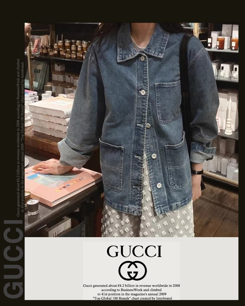 구찌 여성 7709 3포켓 하프 데님 자켓