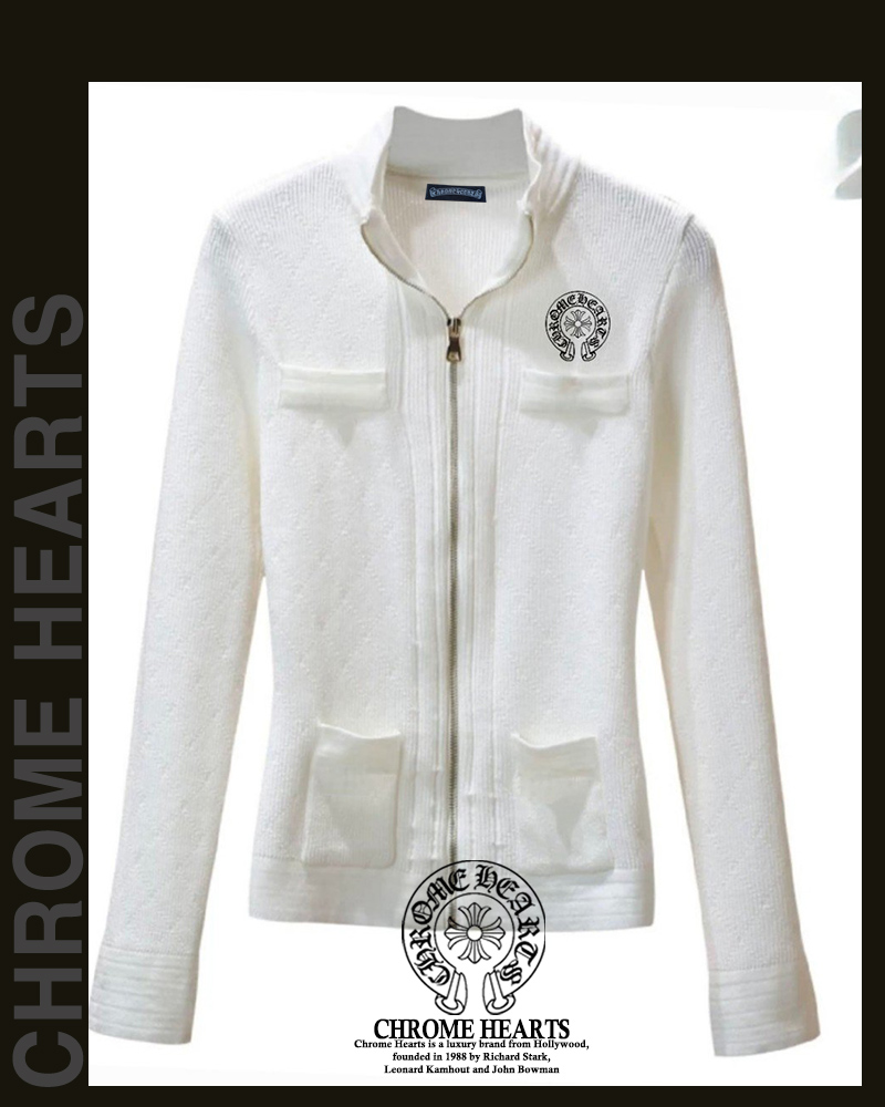 크롬하츠 여성 CR377 자수 포켓 니트 집업