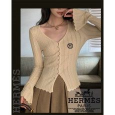 에르메스 여성 H7163 H 자수 나팔 소매 니트 가디건