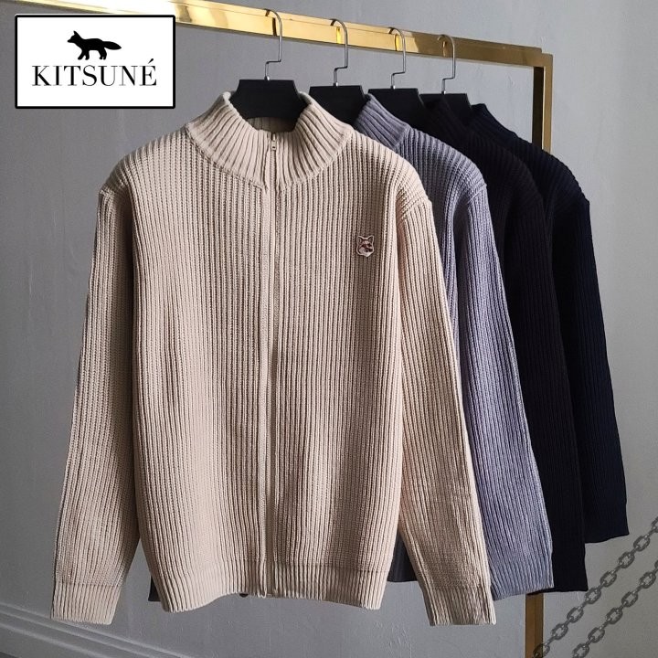메종키츠네 폭스 니트 집업