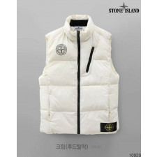 스톤아일랜드 컴파스 로고 사선 지퍼 후드 패딩