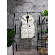 스톤아일랜드 우븐 후드 패딩 조끼