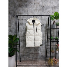 스톤아일랜드 우븐 후드 패딩 조끼