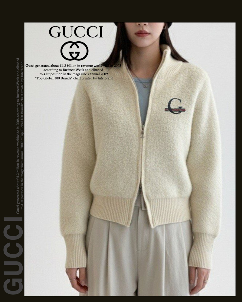 구찌 여성 GM381 자수 뽀글이 투웨이 니트 집업