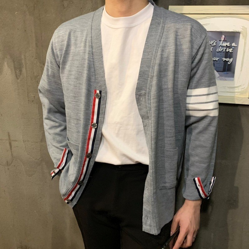 톰브라운 사선 완장 가디건