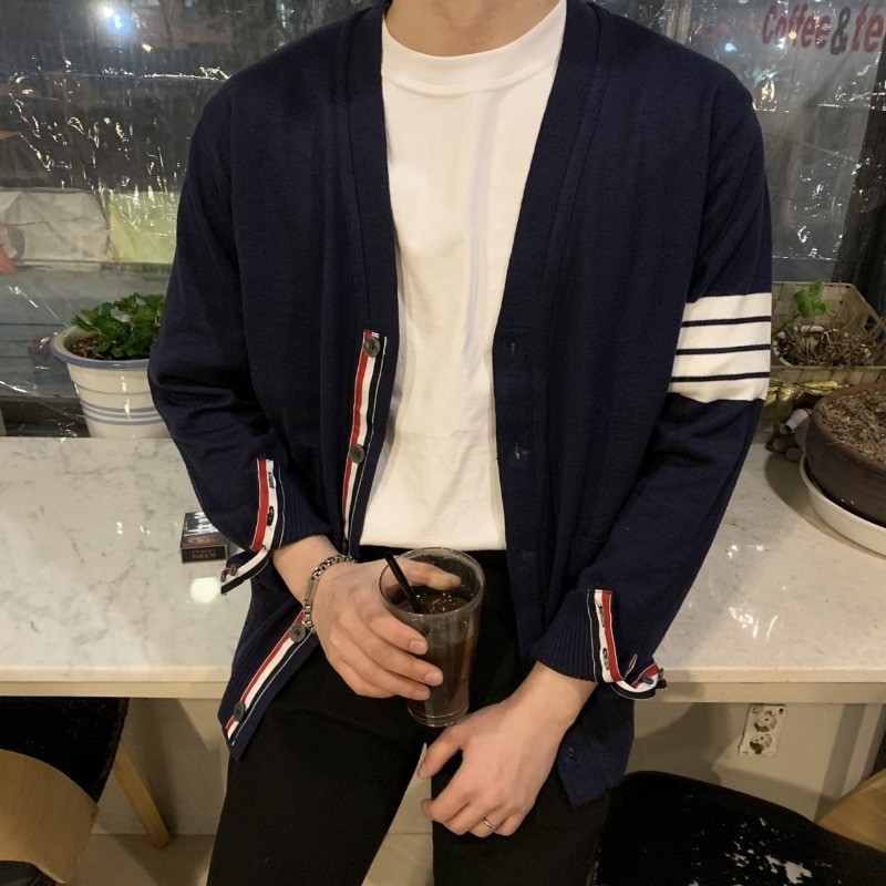 톰브라운 사선 완장 가디건