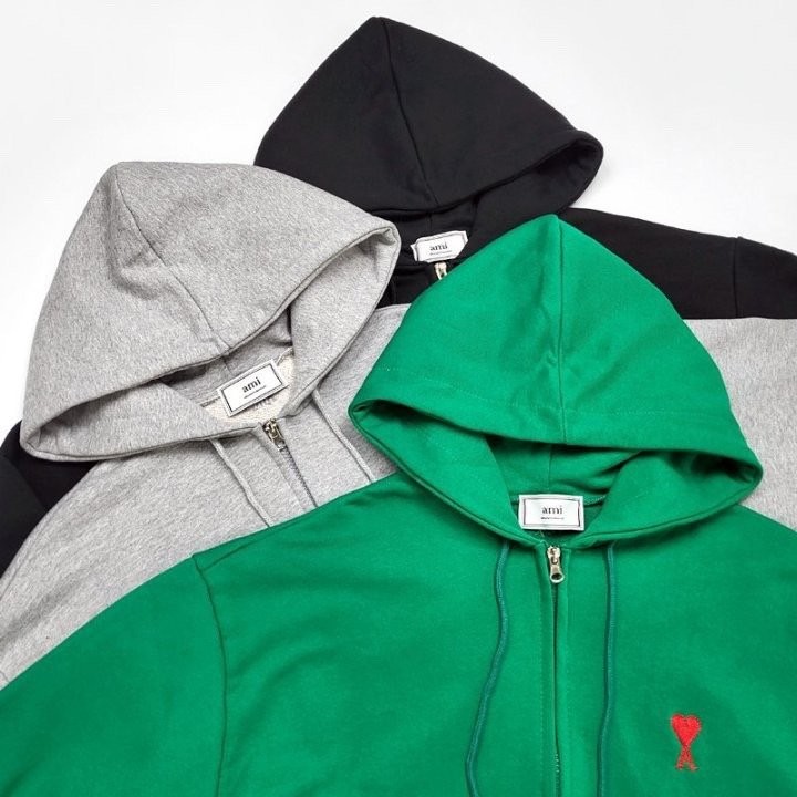 아미 스몰 레드 하트 후드집업