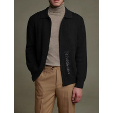 입생로랑 레터링 자수 와플 니트 집업