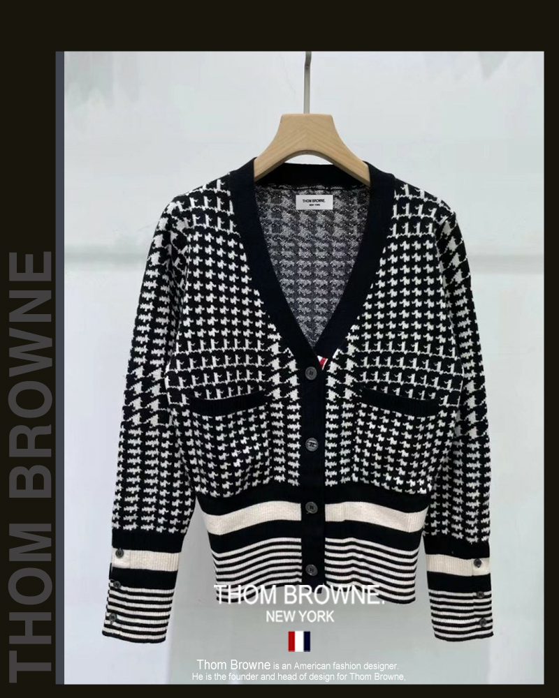 톰브라운 여성 9718 블랙 하운즈 니트 가디건